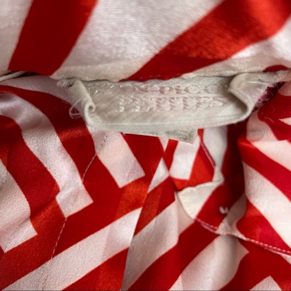Vintage Evan Picone Petite Red White Mixed Stripe Button Down Satin Blouse - Picture 7 of 9